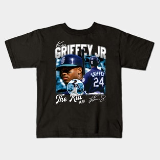 Ken Griffey Jr The Kid Basketball Legend Signature Vintage Retro 80s 90s Bootleg Rap Style Kids T-Shirt